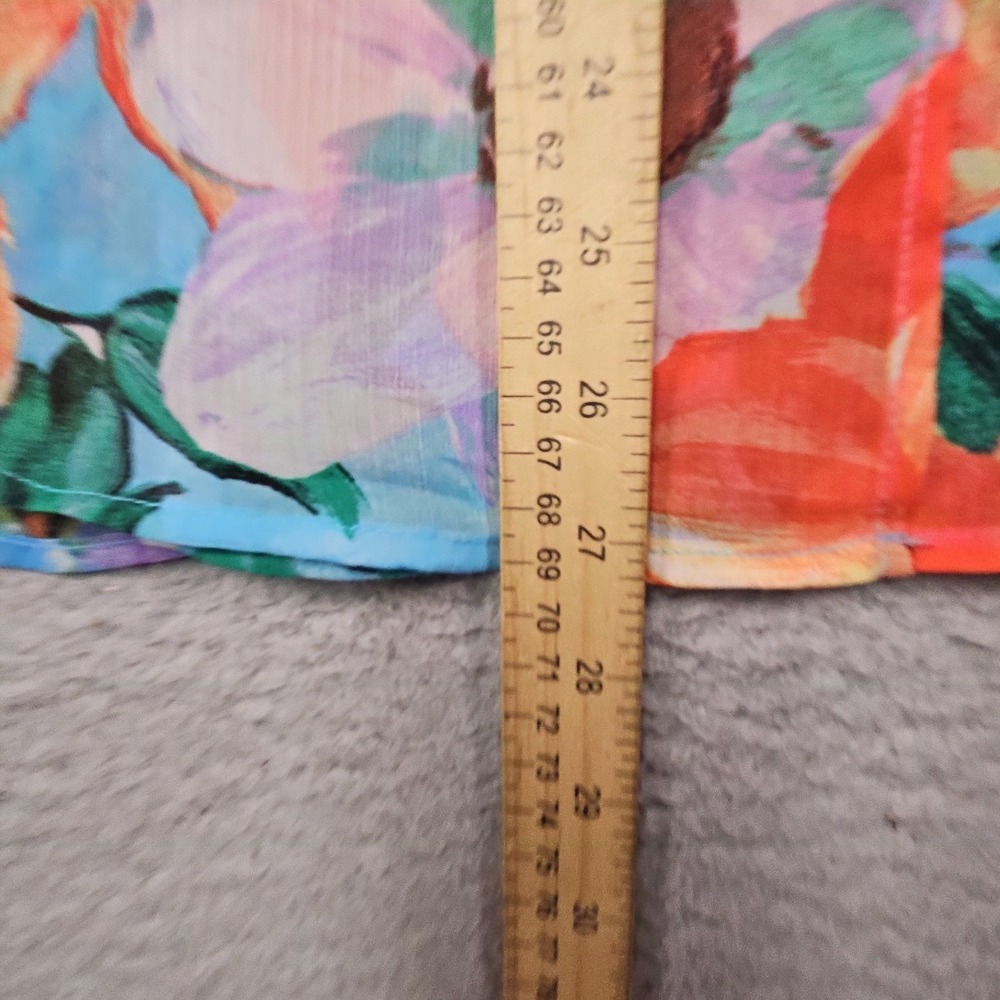 Figueroa Flower Women XL Shirt Floral Roll Tab Sleeve Boho Abstract Artsy Resort - Picture 10 of 13